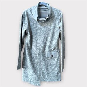 Apsara long sleeve cowl neck organic cotton green dress with leaf print design